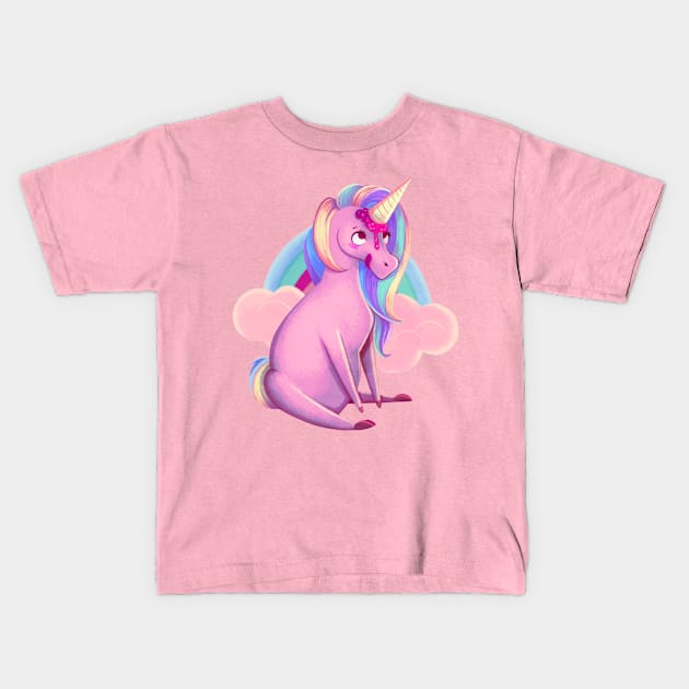 Ice Unicorn - Pink Kids T-Shirt by Blanquiurris